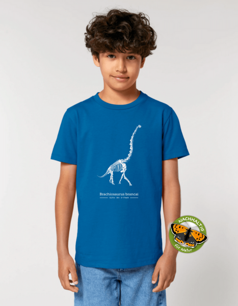 Kider T-Shirt Brachiosaurus Skelett royal blau